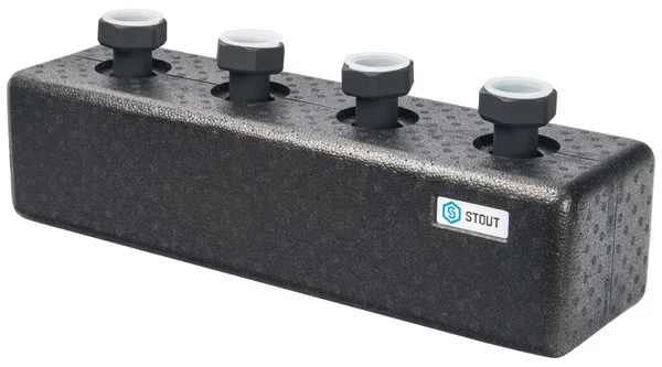 SDG-0016-004002 STOUT Стальной распределительный коллектор 2 отопительных контура. В теплоизоляции DN 25